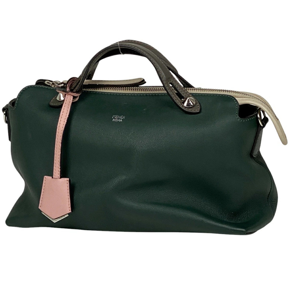 Fendi By The Way Handbag Shoulder Bag Leather Green